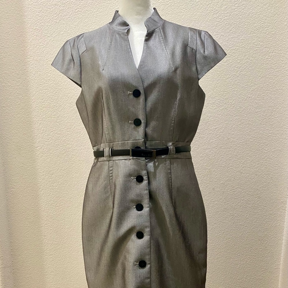 Calvin Klein Gray Dress with belt Size 10